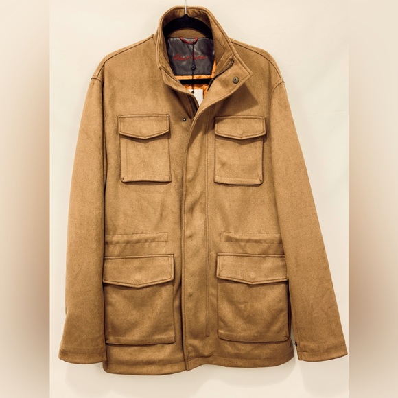 ROBERT GRAHAM Men’s Faux Suede Cargo Jacket with Quilted Orange Interior… - Picture 4 of 14